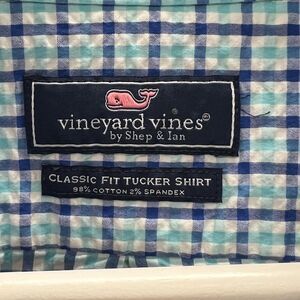 Vineyard Vines Mens Classic Fit Tucker Shirt Seersucker Blues Check Large - 411